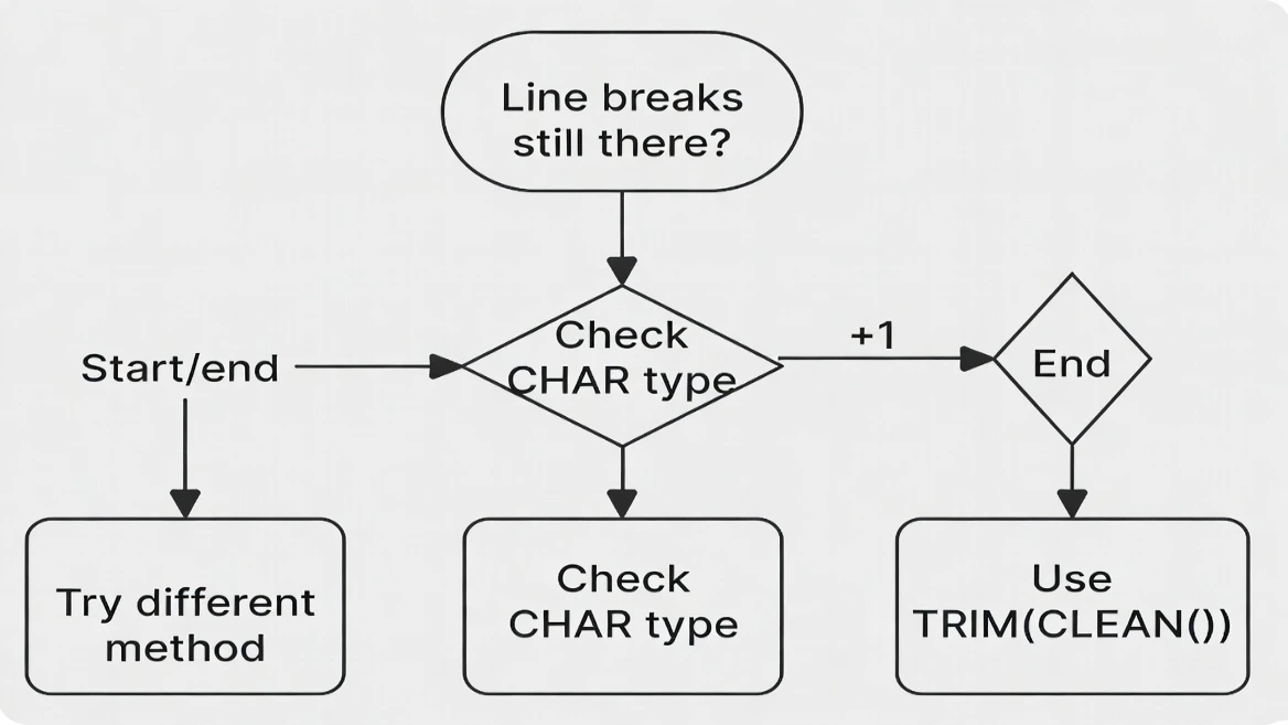 Troubleshooting flowchart for when standard line break removal methods don't work